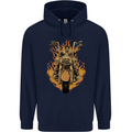 Skeleton Motorcycle Rider Mens 80% Cotton Hoodie Navy Blue