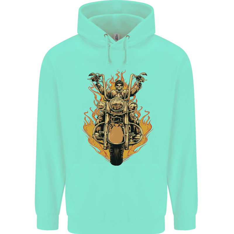 Skeleton Motorcycle Rider Mens 80% Cotton Hoodie Peppermint