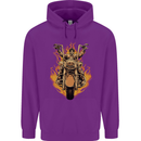 Skeleton Motorcycle Rider Mens 80% Cotton Hoodie Purple