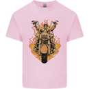 Skeleton Motorcycle Rider Mens Cotton T-Shirt Tee Top Light Pink