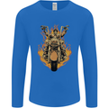 Skeleton Motorcycle Rider Mens Long Sleeve T-Shirt Royal Blue