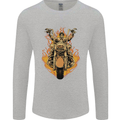 Skeleton Motorcycle Rider Mens Long Sleeve T-Shirt Sports Grey