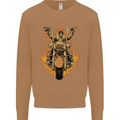 Skeleton Motorcycle Rider Mens Sweatshirt Jumper Caramel Latte