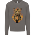 Skeleton Motorcycle Rider Mens Sweatshirt Jumper Charcoal