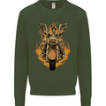 Skeleton Motorcycle Rider Mens Sweatshirt Jumper Forest Green