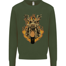 Skeleton Motorcycle Rider Mens Sweatshirt Jumper Forest Green