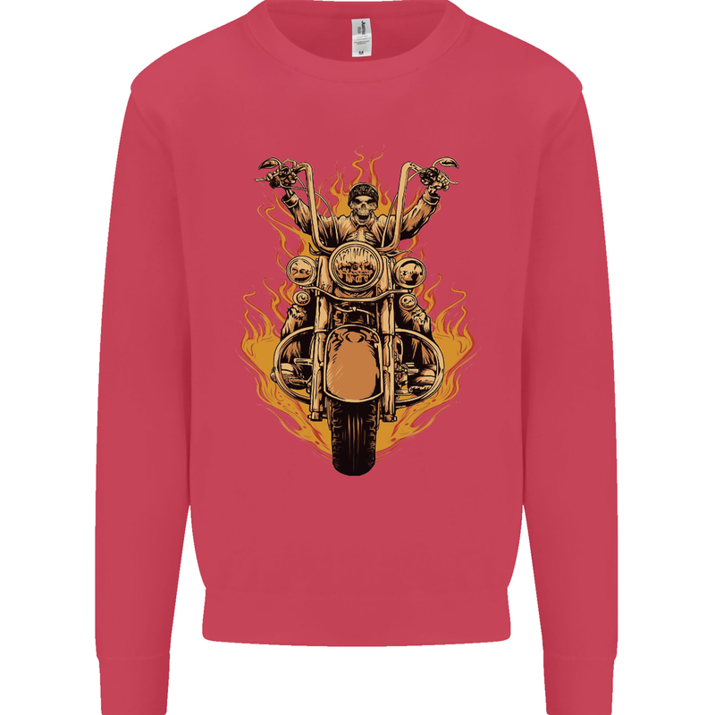 Skeleton Motorcycle Rider Mens Sweatshirt Jumper Heliconia