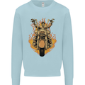 Skeleton Motorcycle Rider Mens Sweatshirt Jumper Light Blue