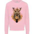 Skeleton Motorcycle Rider Mens Sweatshirt Jumper Light Pink