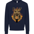 Skeleton Motorcycle Rider Mens Sweatshirt Jumper Navy Blue