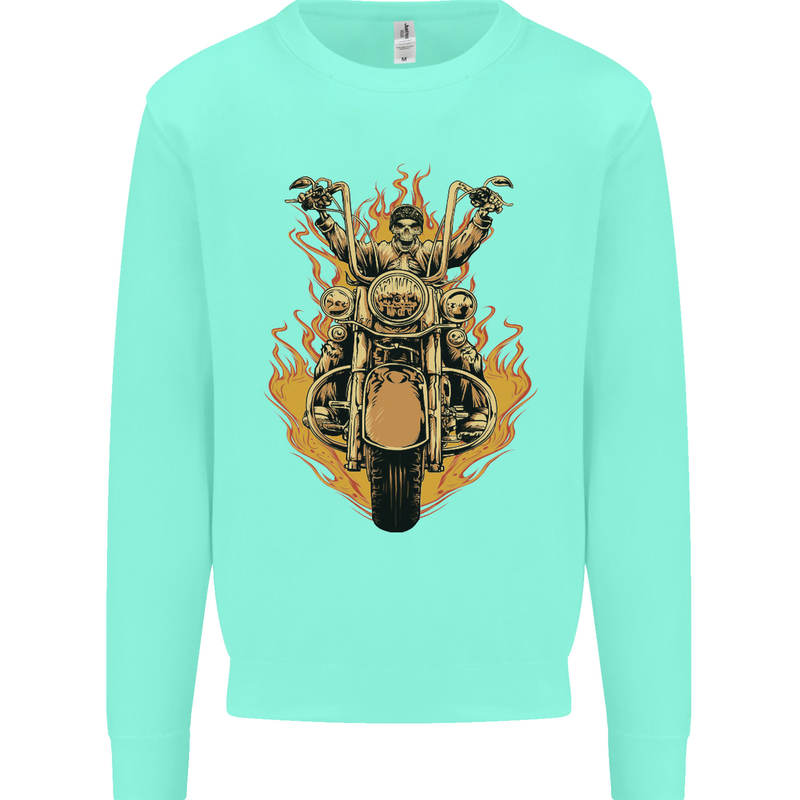 Skeleton Motorcycle Rider Mens Sweatshirt Jumper Peppermint