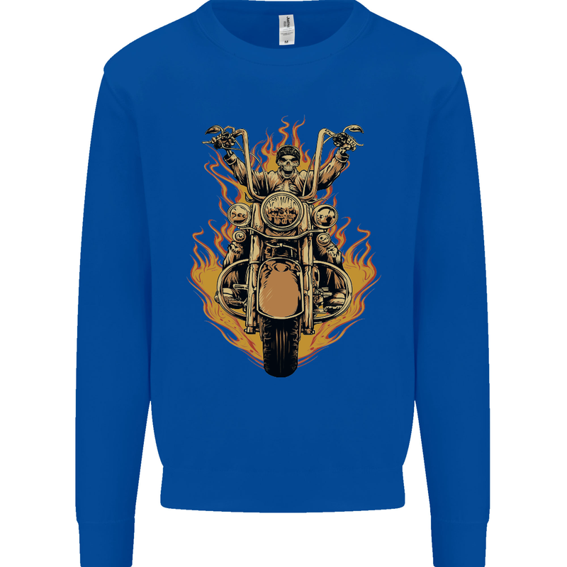 Skeleton Motorcycle Rider Mens Sweatshirt Jumper Royal Blue