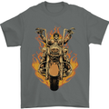 Skeleton Motorcycle Rider Mens T-Shirt Cotton Gildan Charcoal