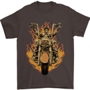 Skeleton Motorcycle Rider Mens T-Shirt Cotton Gildan Dark Chocolate