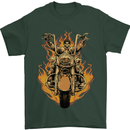 Skeleton Motorcycle Rider Mens T-Shirt Cotton Gildan Forest Green