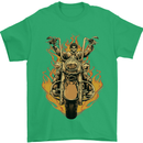 Skeleton Motorcycle Rider Mens T-Shirt Cotton Gildan Irish Green