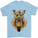 Skeleton Motorcycle Rider Mens T-Shirt Cotton Gildan Light Blue