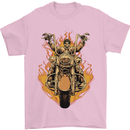 Skeleton Motorcycle Rider Mens T-Shirt Cotton Gildan Light Pink