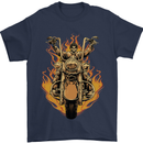 Skeleton Motorcycle Rider Mens T-Shirt Cotton Gildan Navy Blue