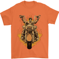 Skeleton Motorcycle Rider Mens T-Shirt Cotton Gildan Orange