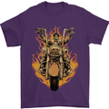Skeleton Motorcycle Rider Mens T-Shirt Cotton Gildan Purple