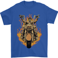 Skeleton Motorcycle Rider Mens T-Shirt Cotton Gildan Royal Blue