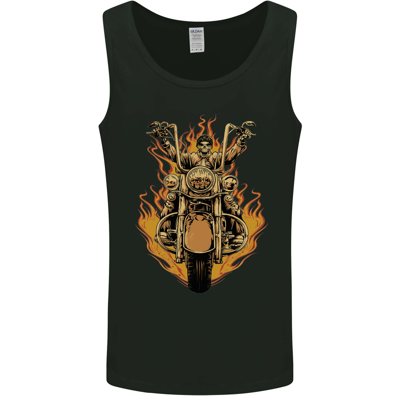Skeleton Motorcycle Rider Mens Vest Tank Top Black