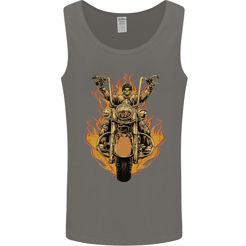 Skeleton Motorcycle Rider Mens Vest Tank Top Charcoal