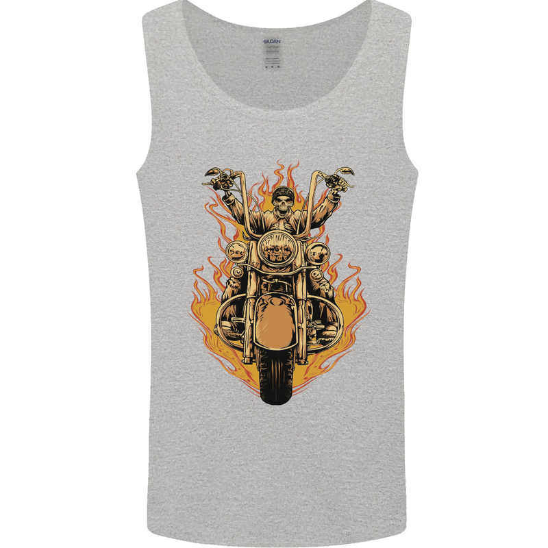 Skeleton Motorcycle Rider Mens Vest Tank Top Sports Grey