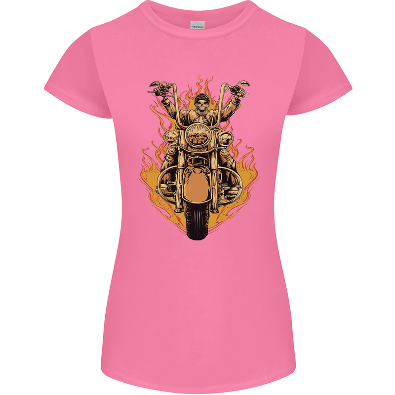 Skeleton Motorcycle Rider Womens Petite Cut T-Shirt Azalea