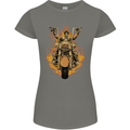 Skeleton Motorcycle Rider Womens Petite Cut T-Shirt Charcoal