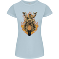Skeleton Motorcycle Rider Womens Petite Cut T-Shirt Light Blue