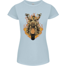 Skeleton Motorcycle Rider Womens Petite Cut T-Shirt Light Blue