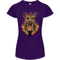 Skeleton Motorcycle Rider Womens Petite Cut T-Shirt Purple