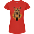 Skeleton Motorcycle Rider Womens Petite Cut T-Shirt Red