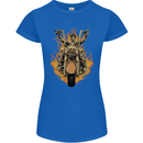 Skeleton Motorcycle Rider Womens Petite Cut T-Shirt Royal Blue