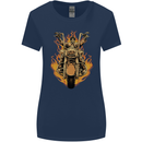 Skeleton Motorcycle Rider Womens Wider Cut T-Shirt Navy Blue