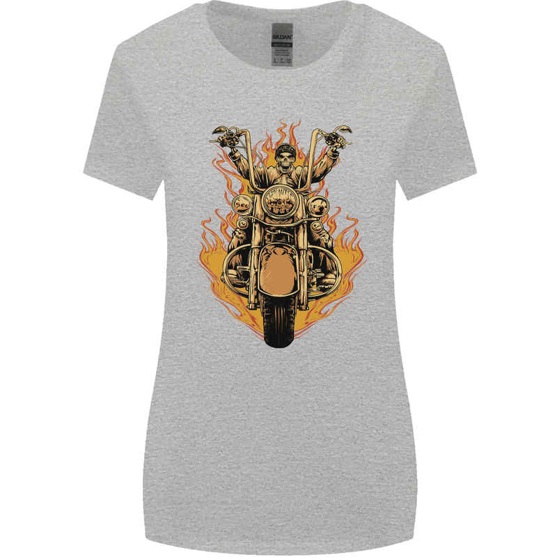 Skeleton Motorcycle Rider Womens Wider Cut T-Shirt Sports Grey