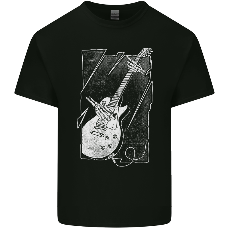 Skeleton Playing Guitar Guitarist Electric Mens Cotton T-Shirt Tee Top Black