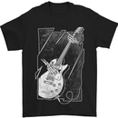 Skeleton Playing Guitar Guitarist Electric Mens T-Shirt Cotton Gildan Black