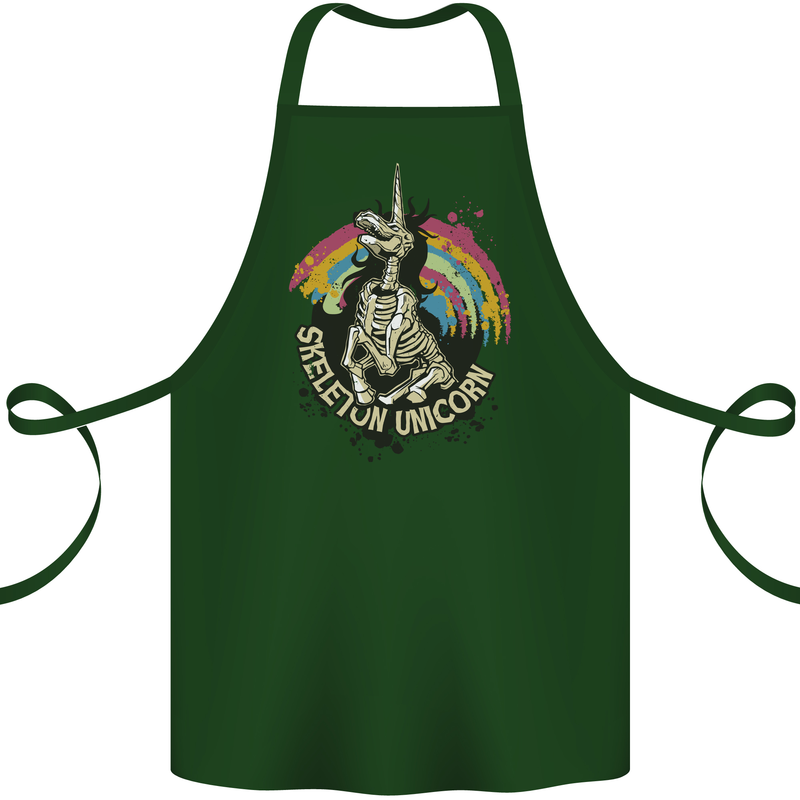 Skeleton Unicorn Skull Heavy Metal Rock Cotton Apron 100% Organic Forest Green
