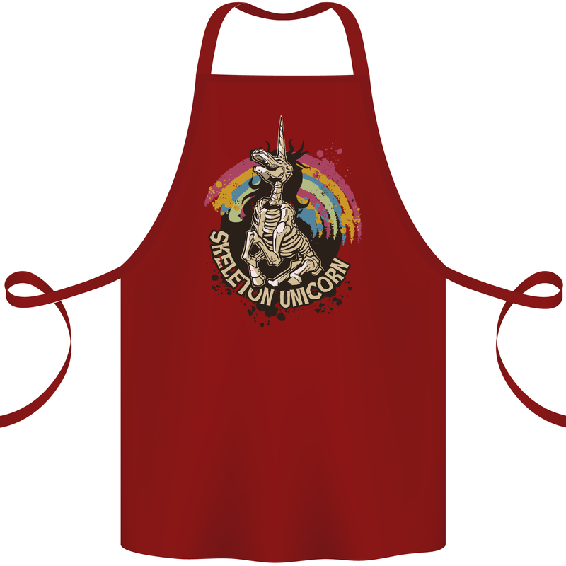 Skeleton Unicorn Skull Heavy Metal Rock Cotton Apron 100% Organic Maroon