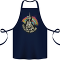 Skeleton Unicorn Skull Heavy Metal Rock Cotton Apron 100% Organic Navy Blue