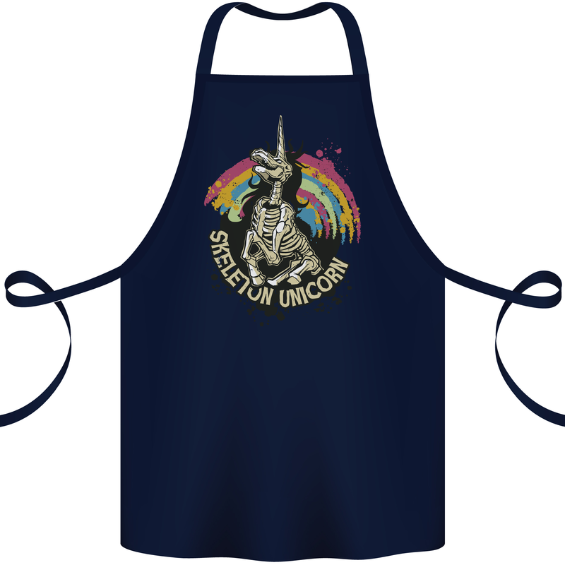 Skeleton Unicorn Skull Heavy Metal Rock Cotton Apron 100% Organic Navy Blue