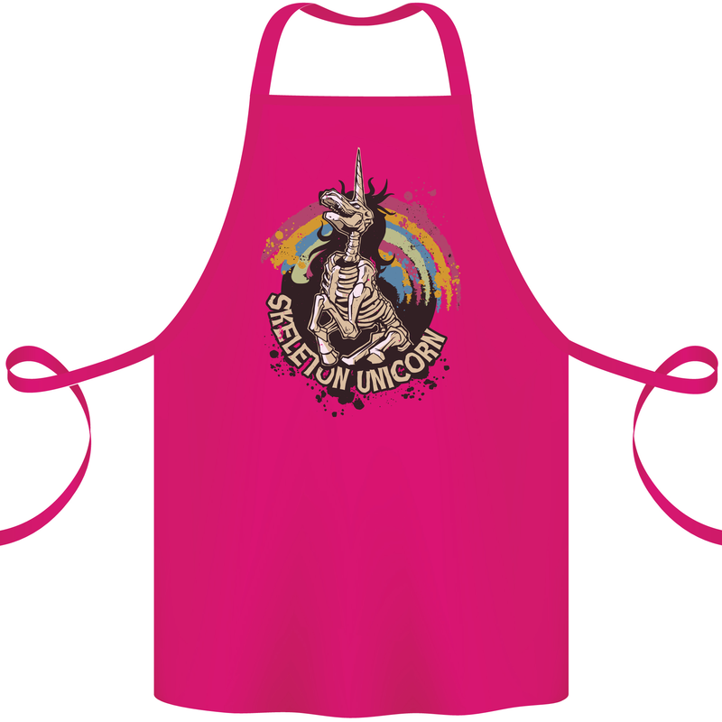 Skeleton Unicorn Skull Heavy Metal Rock Cotton Apron 100% Organic Pink