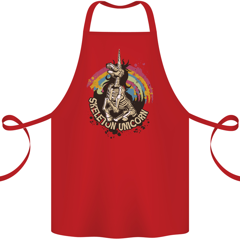 Skeleton Unicorn Skull Heavy Metal Rock Cotton Apron 100% Organic Red