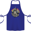 Skeleton Unicorn Skull Heavy Metal Rock Cotton Apron 100% Organic Royal Blue