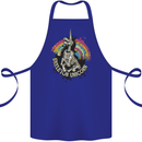 Skeleton Unicorn Skull Heavy Metal Rock Cotton Apron 100% Organic Royal Blue
