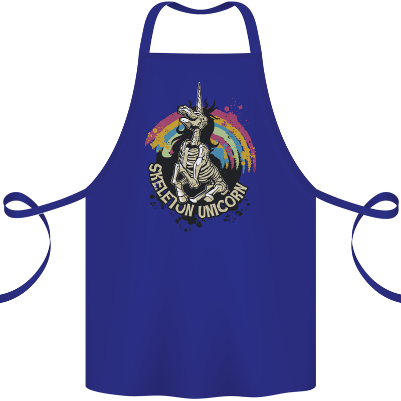 Skeleton Unicorn Skull Heavy Metal Rock Cotton Apron 100% Organic Royal Blue
