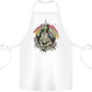 Skeleton Unicorn Skull Heavy Metal Rock Cotton Apron 100% Organic White